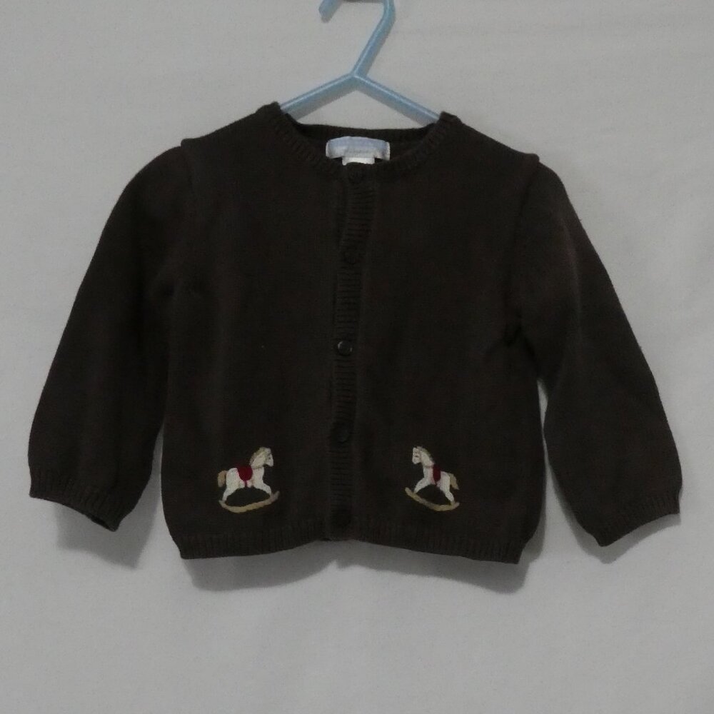 JANIE AND JACK | 12 to 18 months | Vintage Rocking Horse | Brown Cardigan